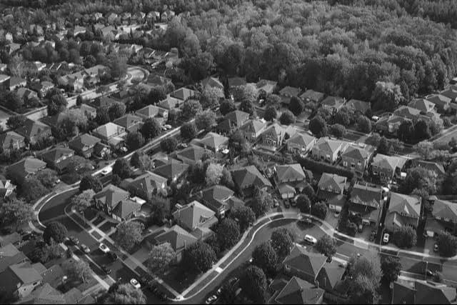 Aerial view of a developed Ottawa district