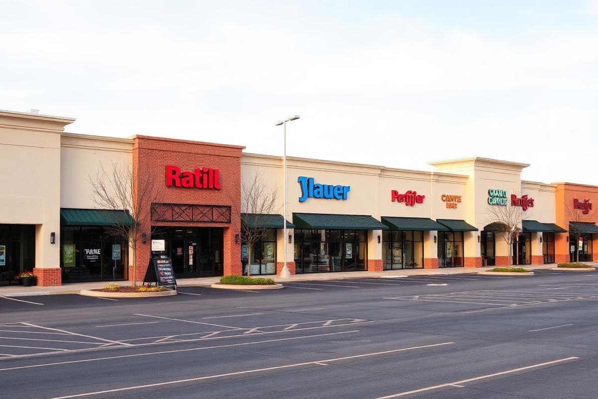 Commercial retail plaza with multiple storefronts in Brampton